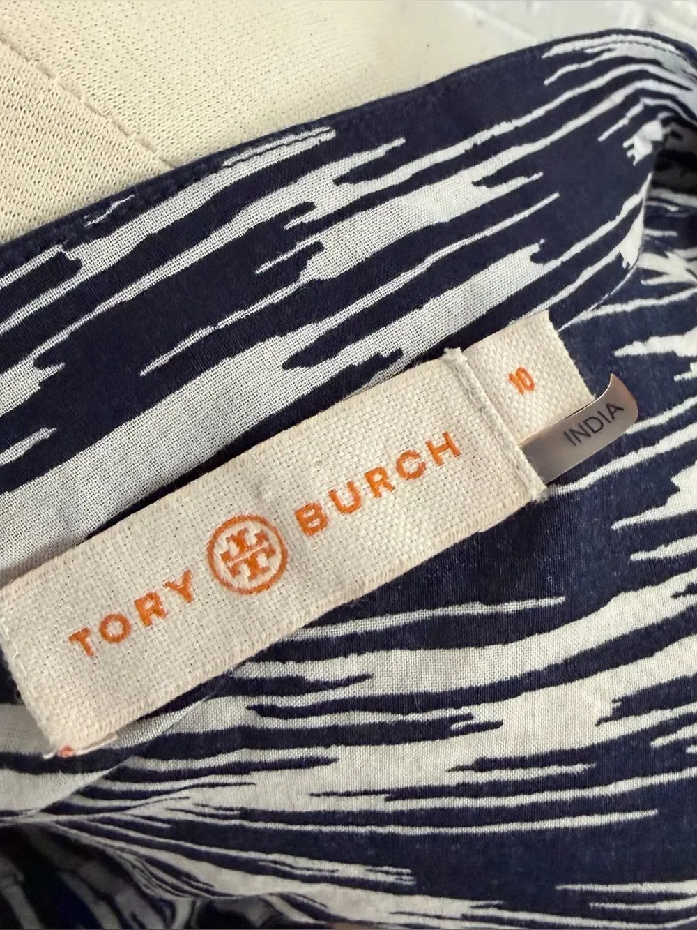 Tory Burch Navy Space Dye Embellished Tunic Size 10